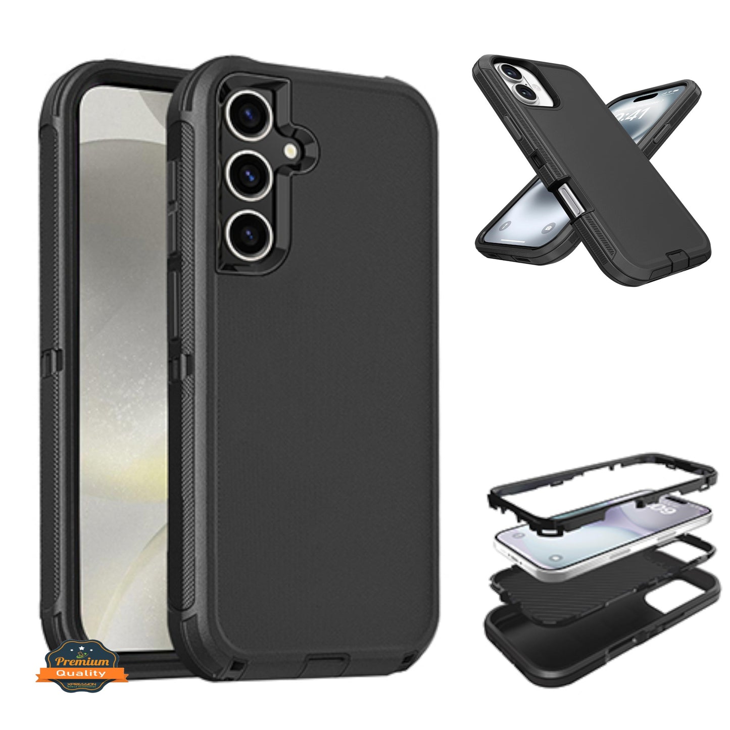 For Samsung Galaxy S25+ S25 Plus /S24+ Delux Armor Case Shockproof Rugged 3-Layer Protection Hybrid Heavy Duty with Enhanced Durability Case Cover