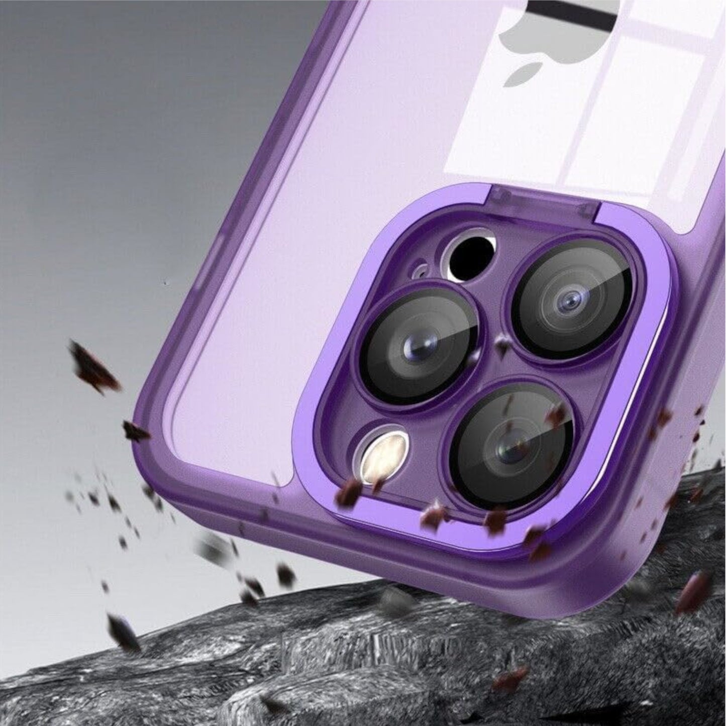 For Apple iPhone 15 Pro Max (6.7") Built-in Camera Kickstand Shockproof Iridescent Holographic Colorful TPU Protective Phone Case Cover