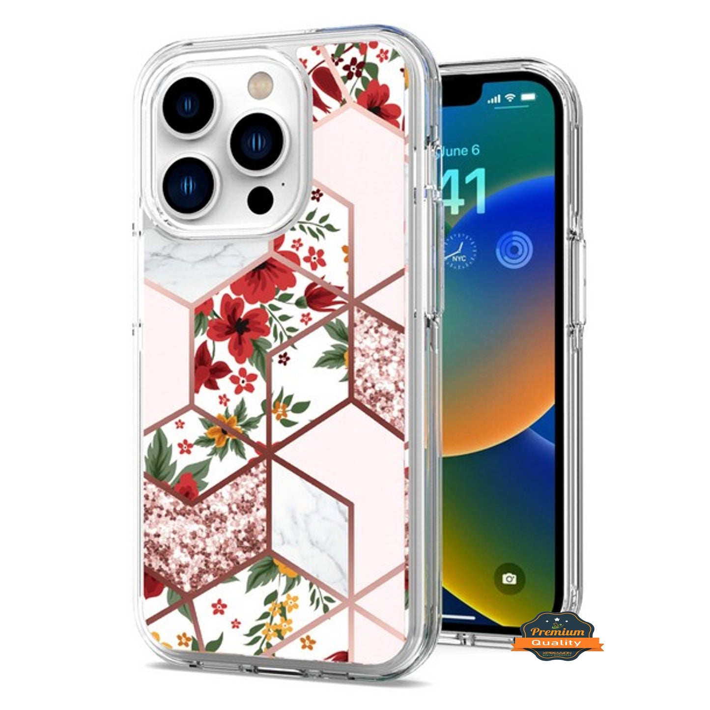 For Apple iPhone 15 Plus (6.7") Stylish Hybrid Fashion Marble Trendy Design Hard Back PC Shockproof TPU Protective Phone Case Cover