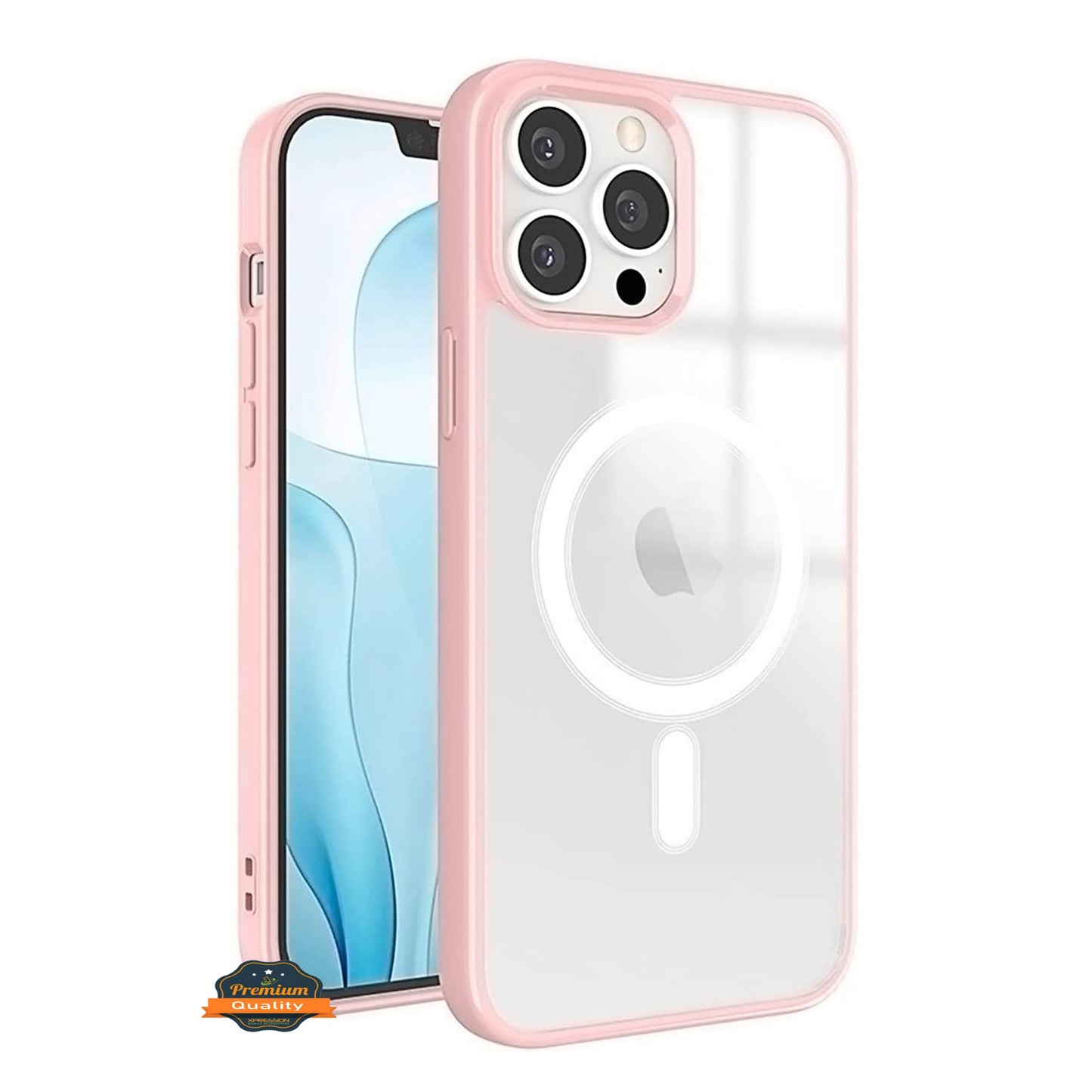 For Apple iPhone 15 Pro (6.1") Hybrid Clear Transparent Colors Edge Bumper with Magsafe Compatible, Slim Hard PC Phone Case Cover