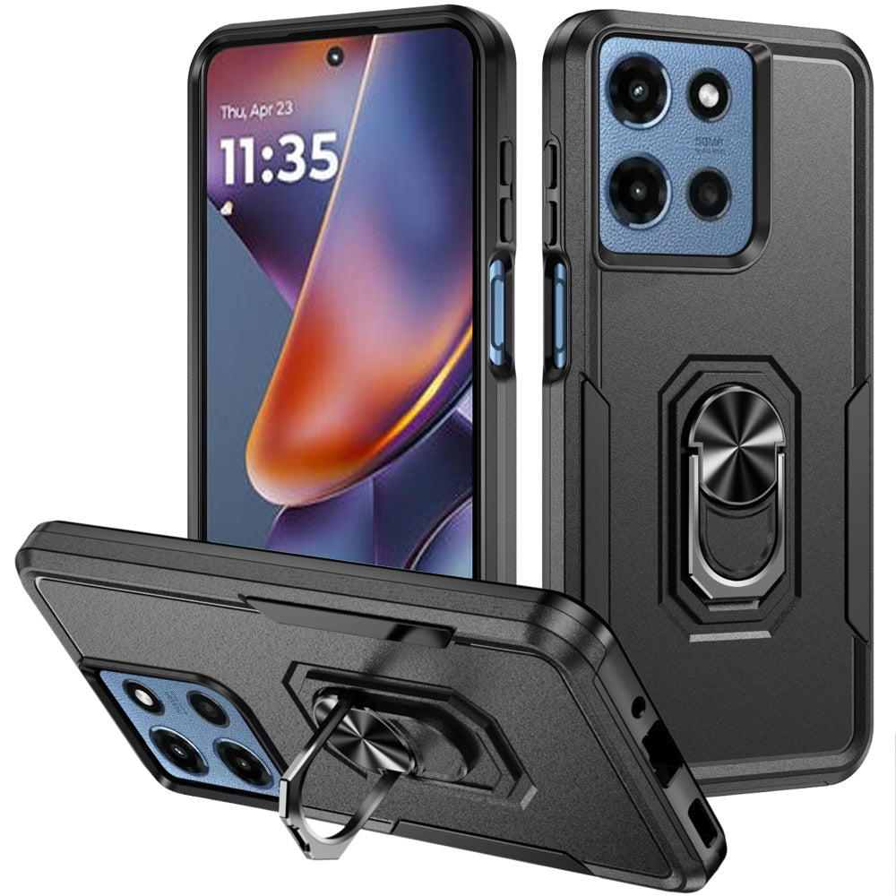 For Samsung Galaxy A16 5G Hybrid Rugged Tough 2in1 Drop-Proof Protection Military Grade Armor with Metal Ring Stand Case Cover