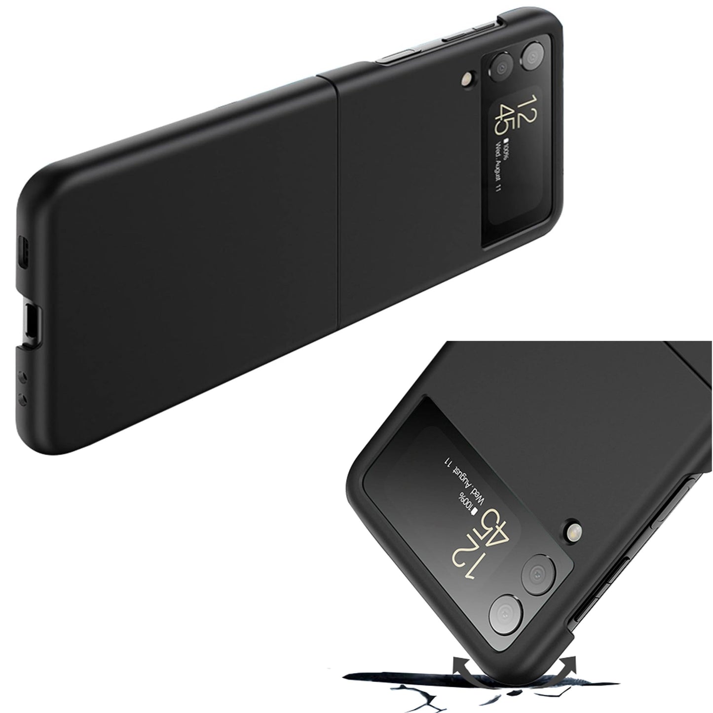 For Samsung Galaxy Z Flip 7 Painted Matte Finish TPU Silicone Case, Soft Grip Shockproof Slim Thin, Non-Slip Texture Case Cover Black