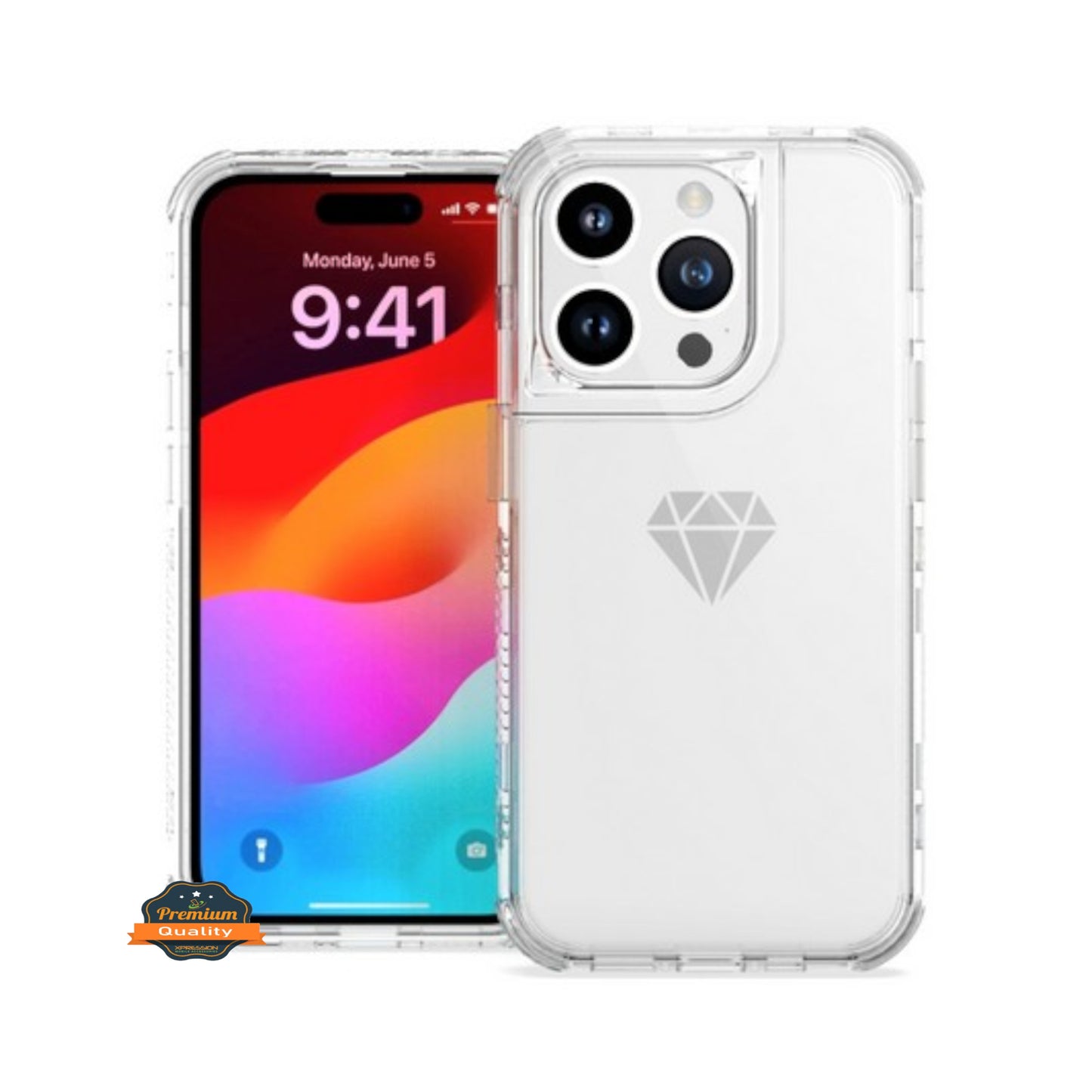 For Apple iPhone 15 Plus (6.7") Hybrid Transparent 3in1 Corner Tough Durable Detachable Shockproof Frame Hard PC + TPU Phone Case Cover