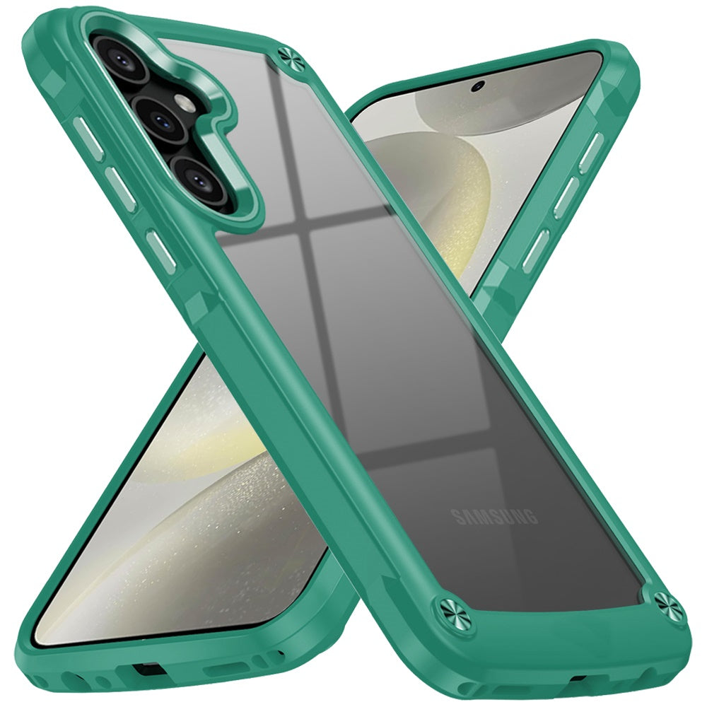 For Samsung Galaxy S25+ /S25 Plus /S24+ Plus Hybrid Transparent Rubber with Metal Buttons & Camera Edges Hard TPU Corner Frame Bumper Case Cover
