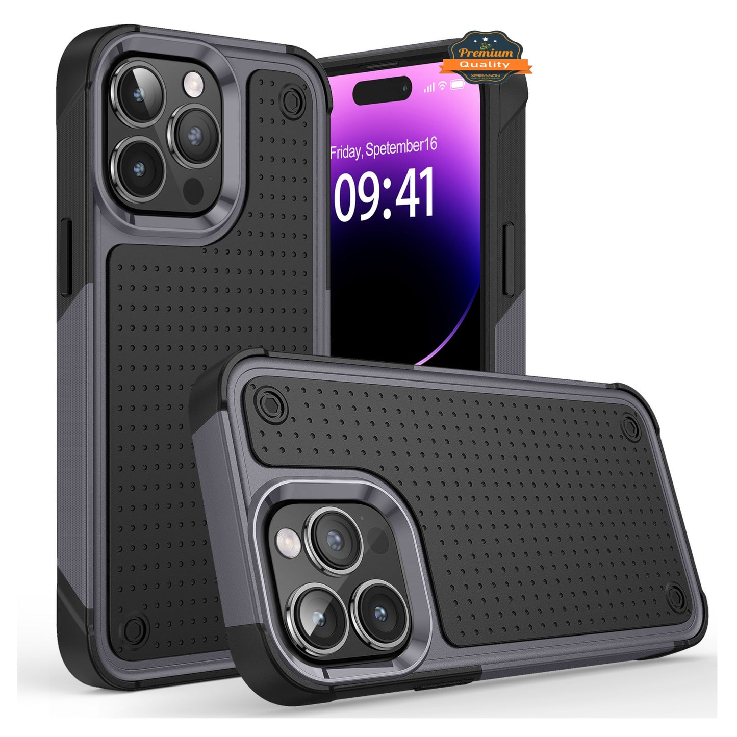 For Apple iPhone 15 Pro (6.1") Shockproof Non-Slip Textured Heavy Duty Rugged TPU Drop Military Protection Bumper Phone Case Cover