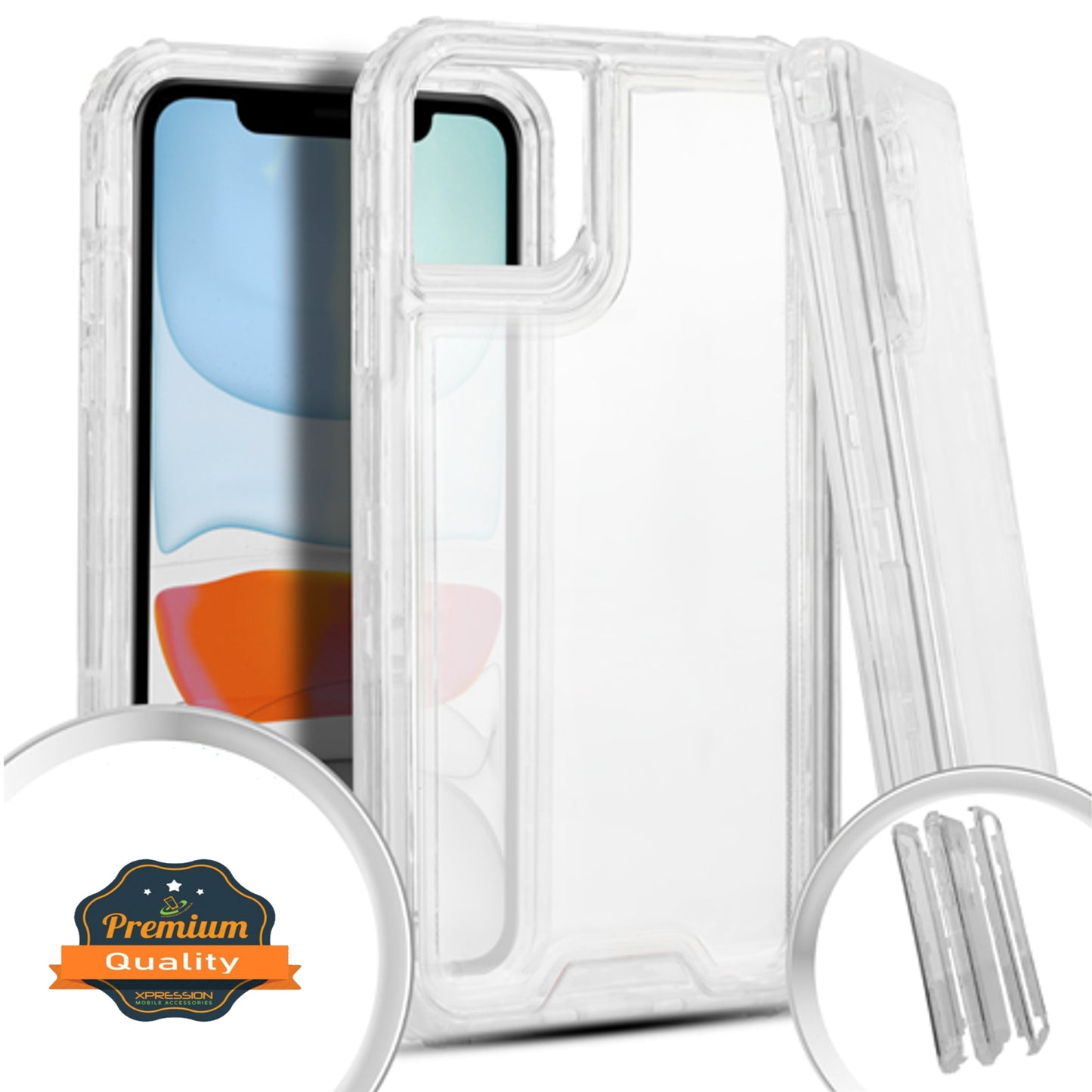 For Apple iPhone 15 Pro (6.1") Heavy Duty Transparent 3 in 1 Hybrid Shockproof Full Edge Hard PC Front Frame Bumper Clear Phone Case Cover