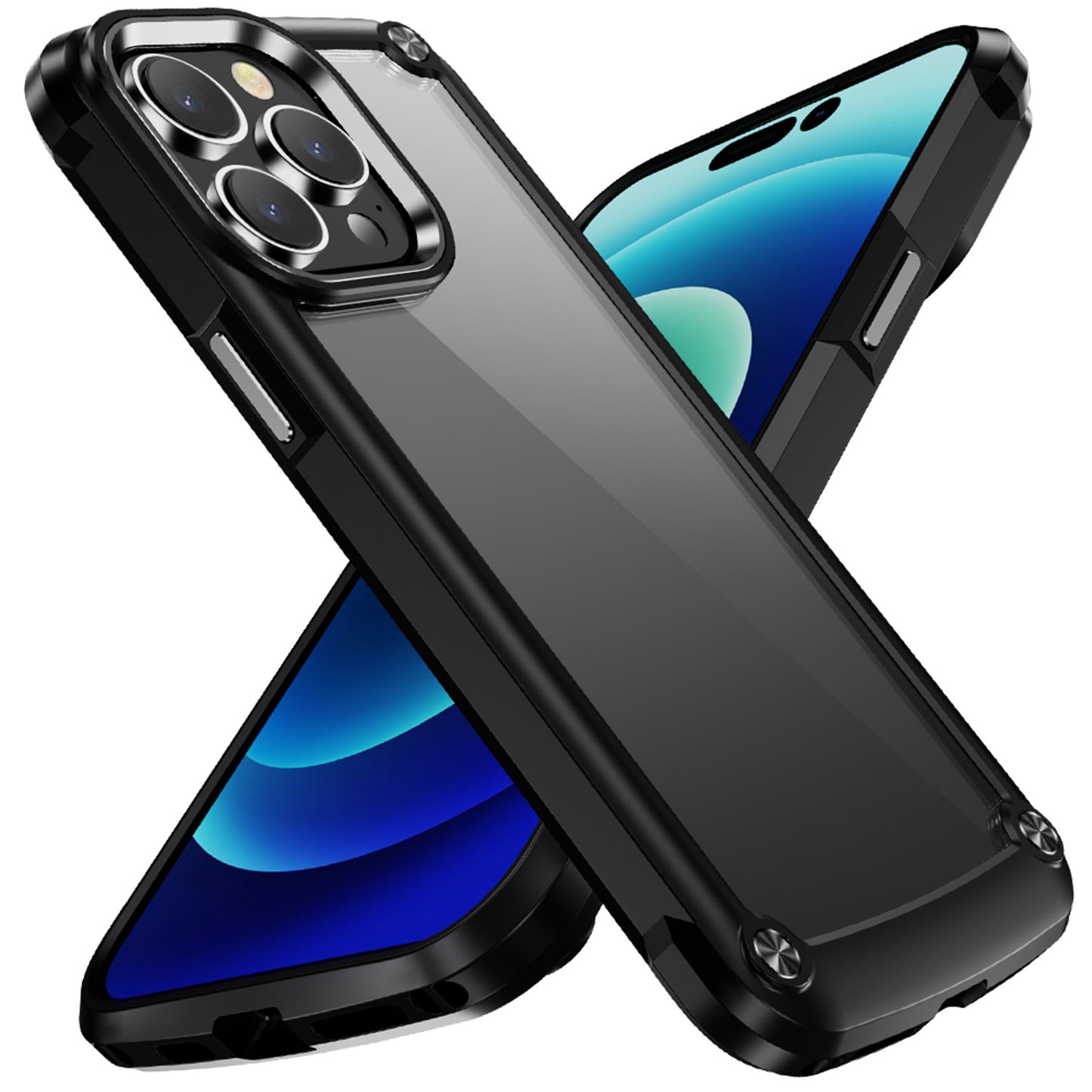 For Samsung Galaxy A16 5G Hybrid Transparent Rubber with Metal Buttons & Camera Edges Hard TPU Corner Bumper Case Cover
