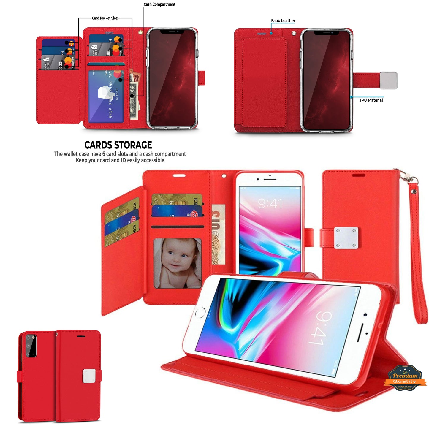 For Samsung Galaxy A16 5G Wallet PU Leather Credit Card ID Cash Holder Slot Dual Flip Pouch with Stand and Strap Case Cover