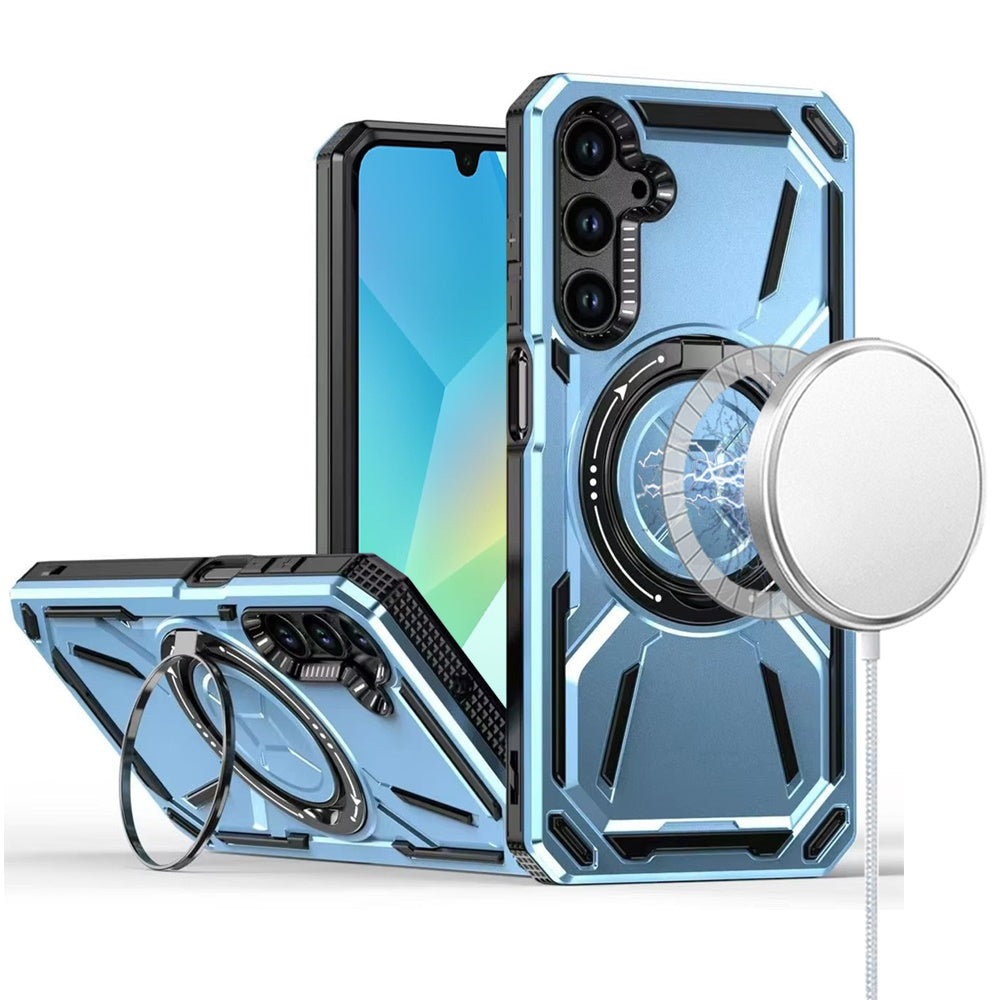 For Samsung Galaxy A16 5G Hybrid Magnetic Ring and 360° Rotational Kickstand with MagSafe Compatible, Military Grade Drop Protection Case Cover