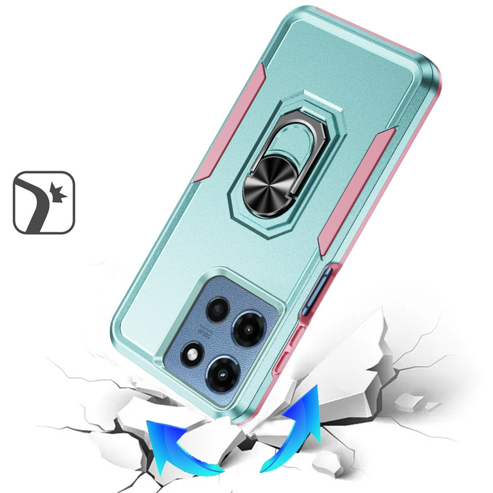 For Samsung Galaxy A16 5G Hybrid Rugged Tough 2in1 Drop-Proof Protection Military Grade Armor with Metal Ring Stand Case Cover