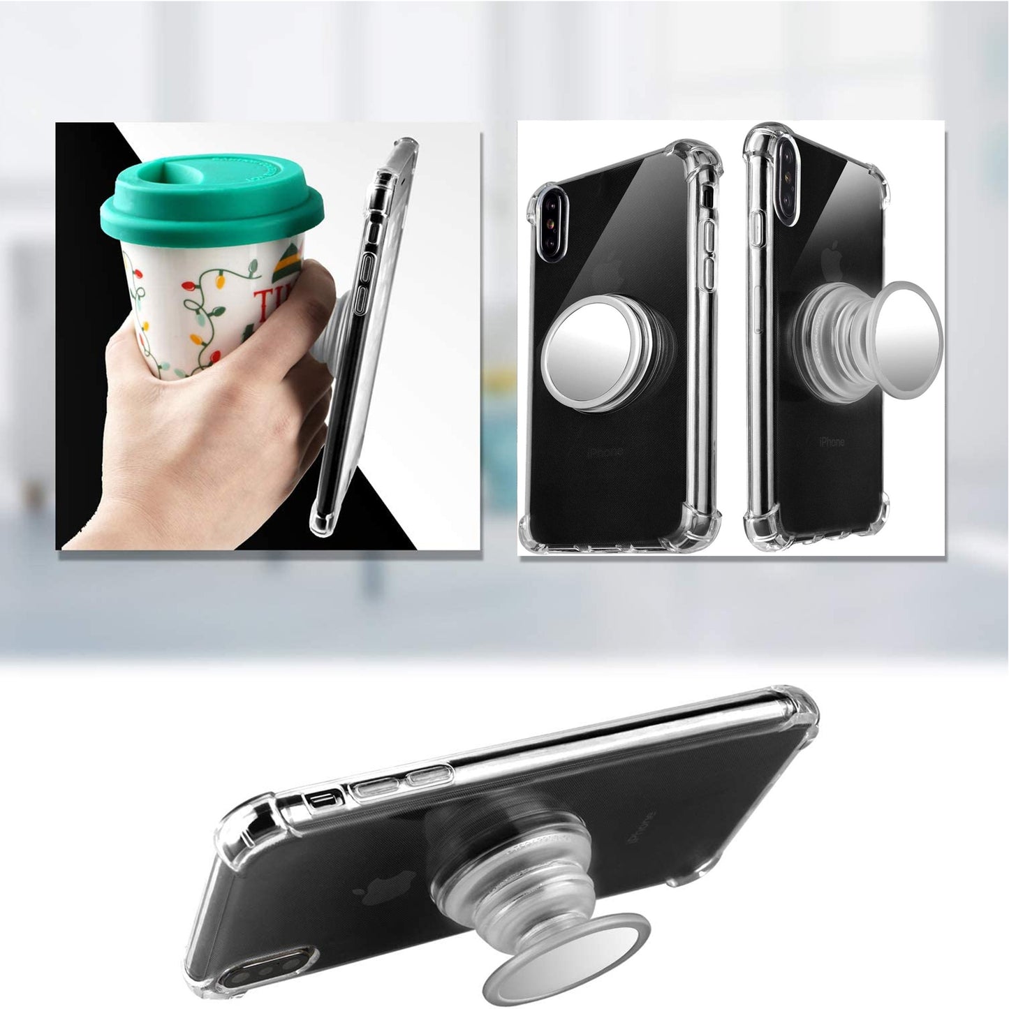 For Apple iPhone 15 Plus (6.7") Luxury Glitter Sparkle Bling Rugged Hybrid with Collapsible Stand Ring Holder Hard Shell Phone Case Cover