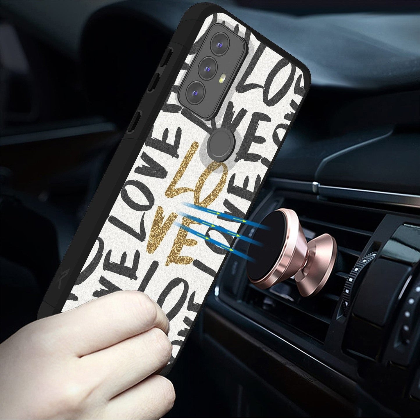 For Samsung Galaxy A36 Fashion Graphic Design Hybrid 2in1 Tough Strong Hard PC TPU Frame, Magnet Mount Friendly, Shockproof Protection Case Cover Carbon Fiber Black