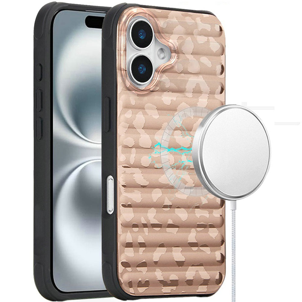 For Apple iPhone 16 Plus (6.7") Pattern Design Magnetic Chrome Hybrid Compatible with Magsafe Dual Layer Shockproof TPU Hard PC Back Case Cover