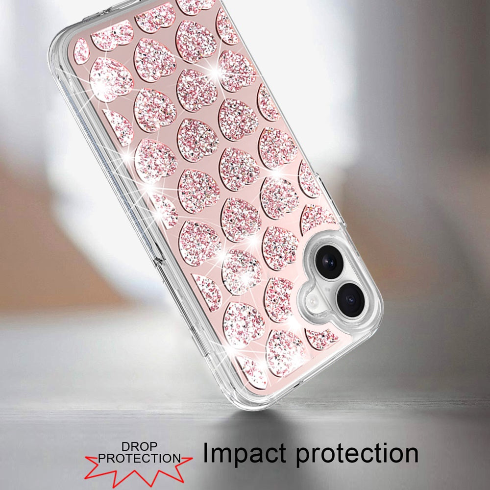 For Samsung Galaxy A16 5G Sparkly 3D Design Diamond Shockproof Protective Bling Glitter Rhinestone Hybrid Skin PC + TPU Case Cover