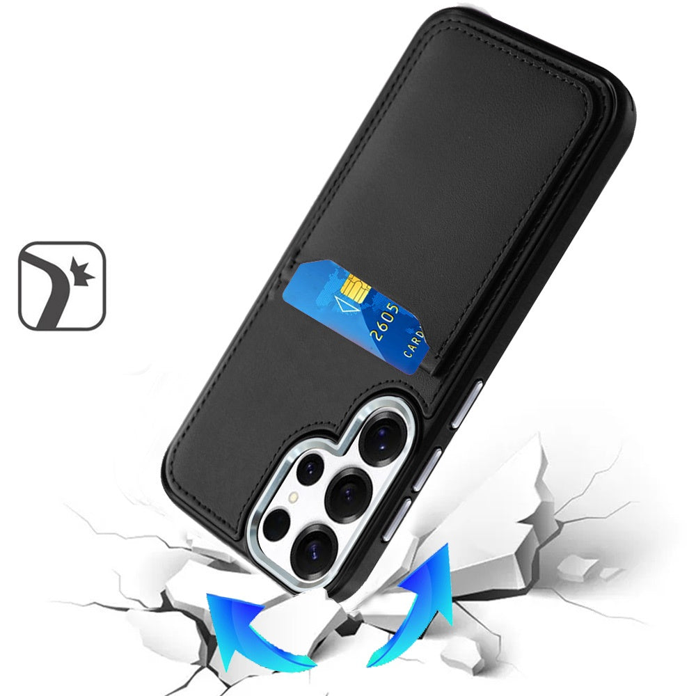 For Samsung Galaxy A16 PU Leather Wallet Cover with Credit Card Holder, Kickstand & Mirror Inside Slim Fit TPU & PC Hybrid Design Case Cover