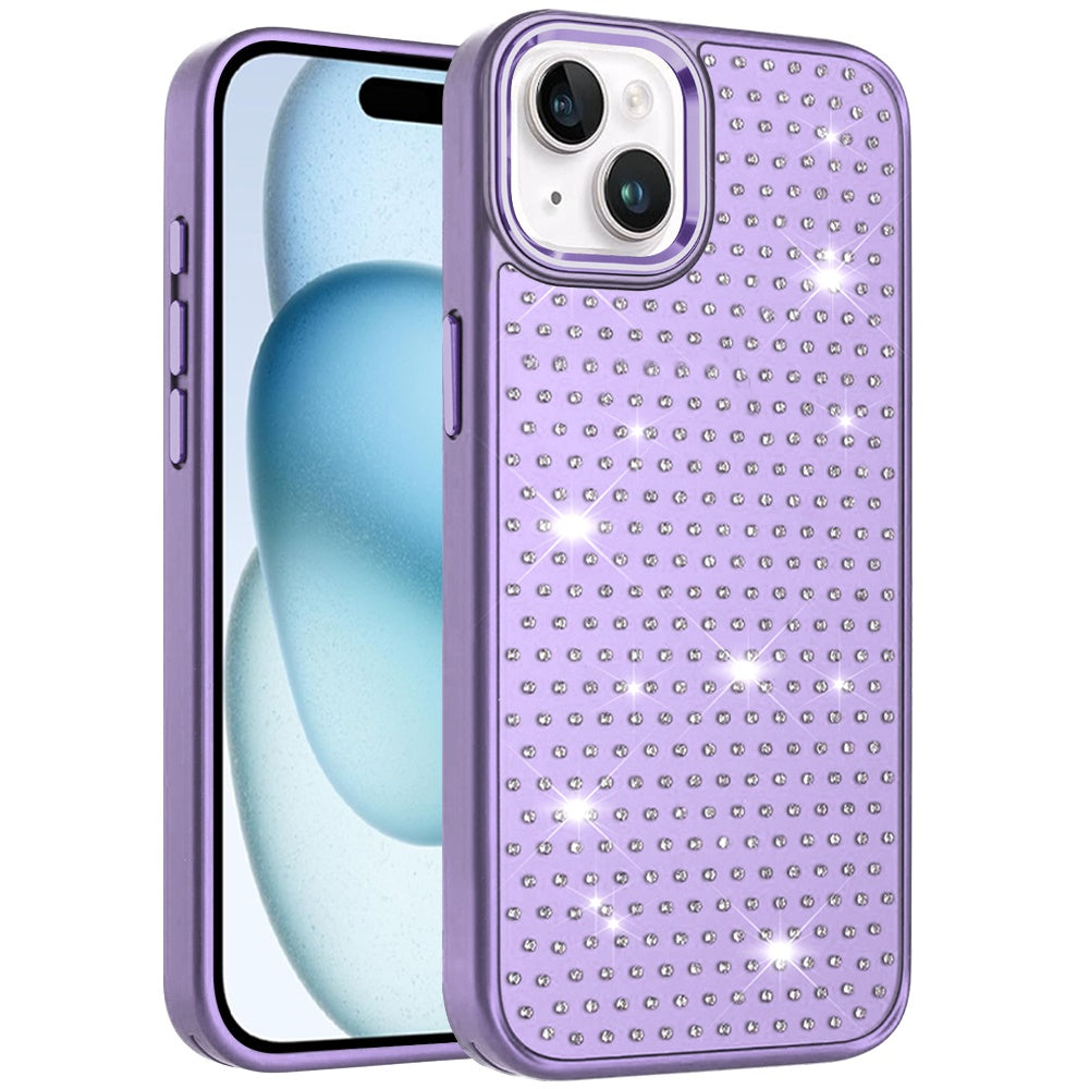 For Apple iPhone 17 Bling Diamond Metallic, Full Sparkle Chrome Edged Hybrid Protective Shockproof Case Cover