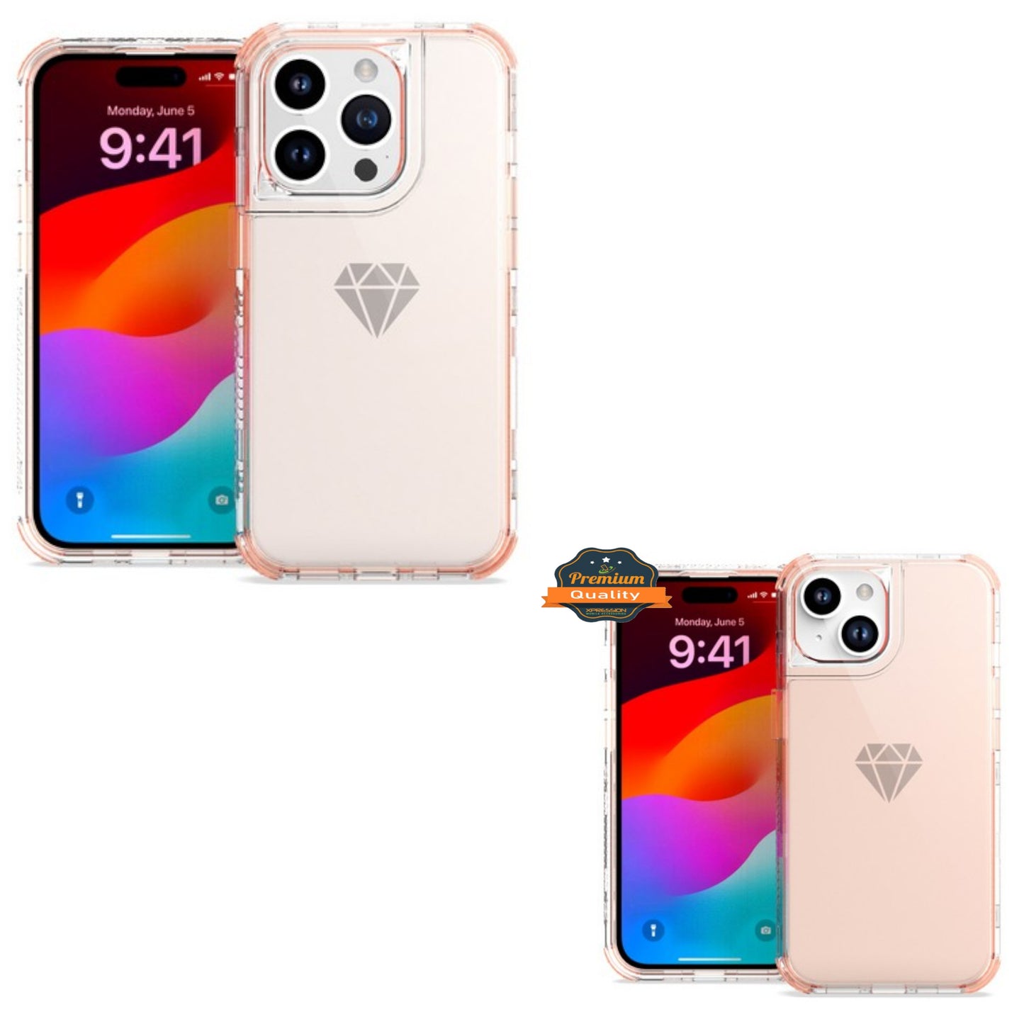 For Apple iPhone 15 Pro Max (6.7") Hybrid Transparent 3in1 Corner Tough Durable Detachable Shockproof Frame Hard PC Phone Case Cover