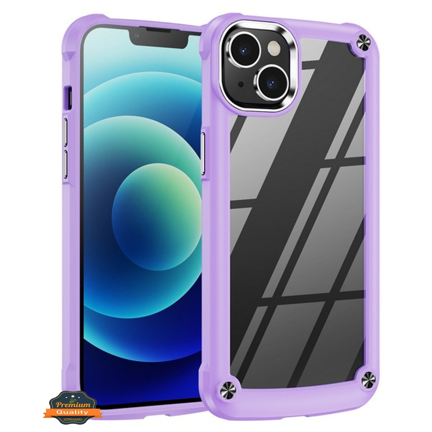 For Apple iPhone 15 Plus (6.7") Heavy Duty Hybrid Clear back Shield Hard PC + TPU Bumper Edge Frame Shockproof Phone Case Cover