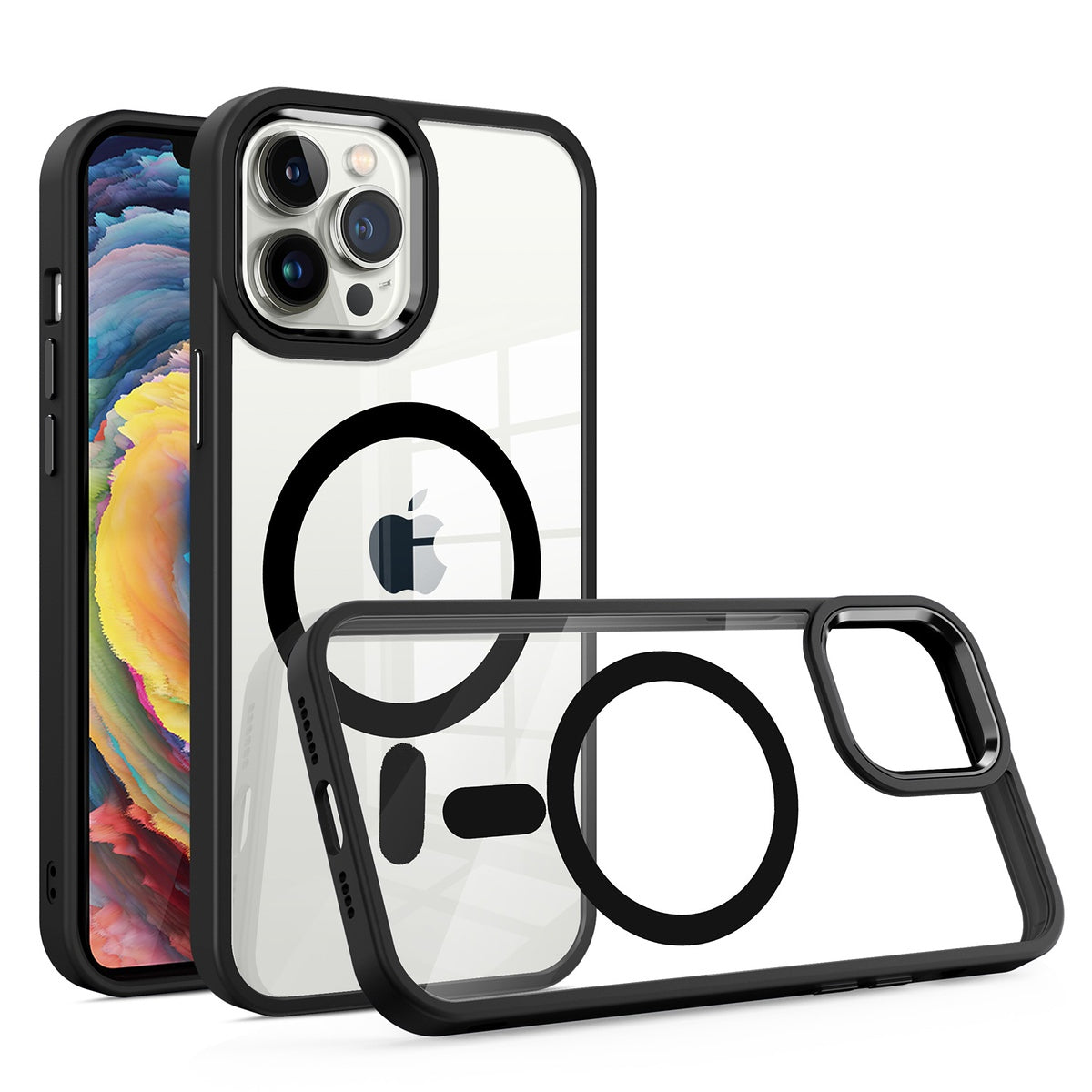 For Samsung Galaxy A16 5G Transparent Slim Hybrid Frame Bumper Magnetic Case, Compatible with MagSafe Case Cover Black