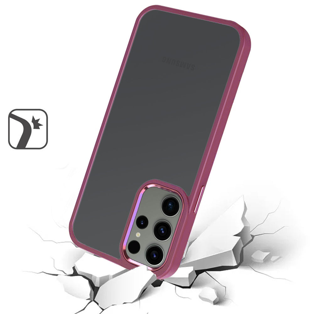 For Samsung Galaxy A16 5G Slim Fit Hybrid Transparent Thick Acrylic with Metal Buttons Frame Protective Hard PC + TPU Shockproof Case Cover