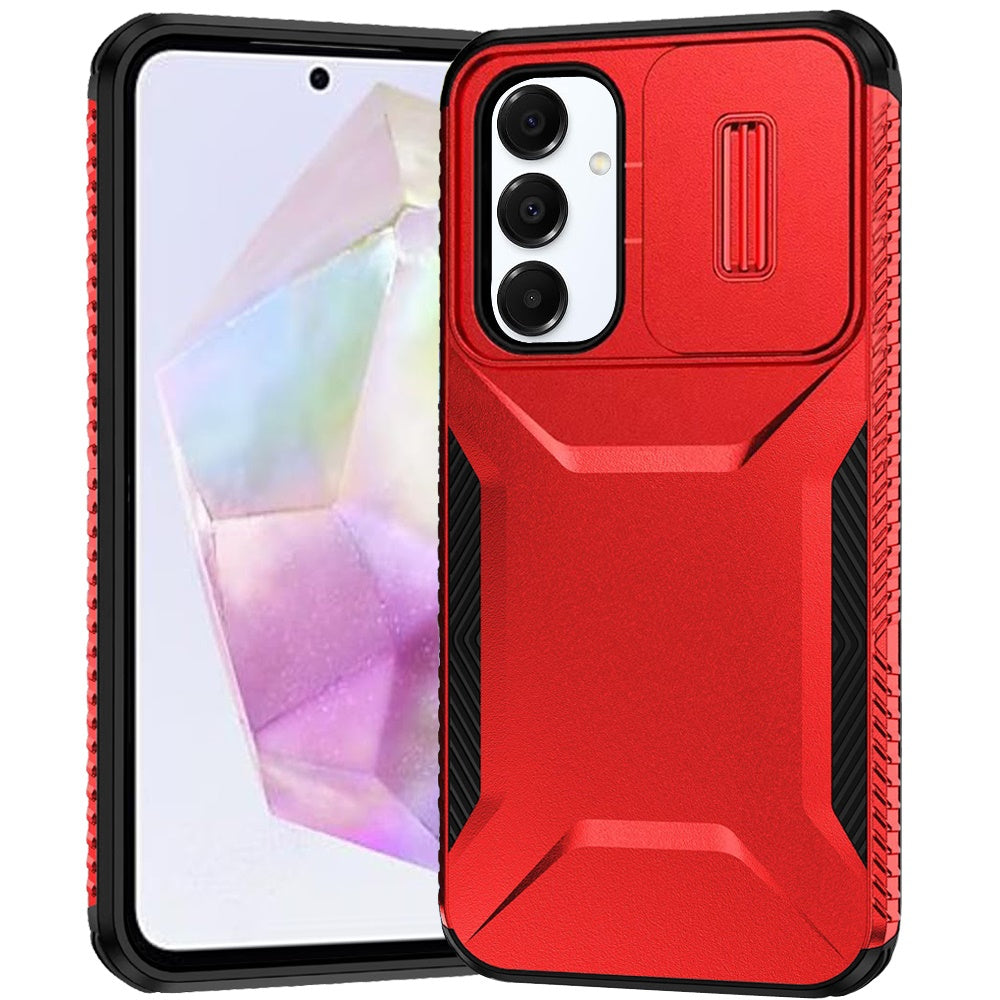 For Samsung Galaxy A36 Slim Fit Shockproof Hybrid with Slide Camera Window Covering, Rugged Tpu Silicone Hard PC Bumper Case Cover