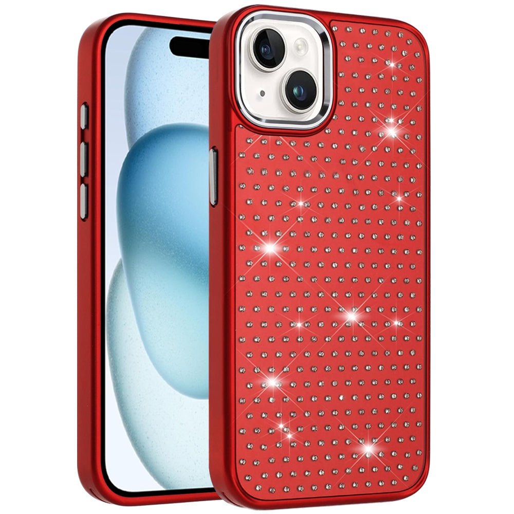 For Apple iPhone 17 Bling Diamond Metallic, Full Sparkle Chrome Edged Hybrid Protective Shockproof Case Cover