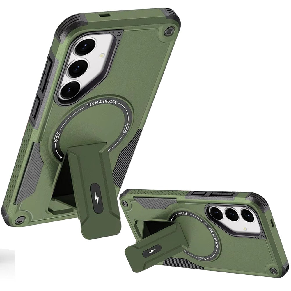 For Samsung Galaxy A16 5G Magnetic Invisible Kickstand Holder with Magsafe, Slim Fit Shockproof Hybrid Military Grade Heavy Duty Case Cover