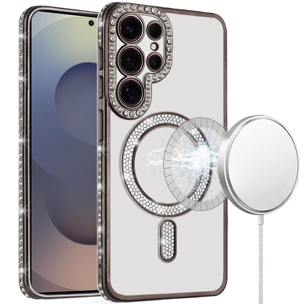 For Apple iPhone 11 Bling Case with Diamond Magnetic Circle, Transparent Slim Shockproof Hybrid Slim Fit Case Cover