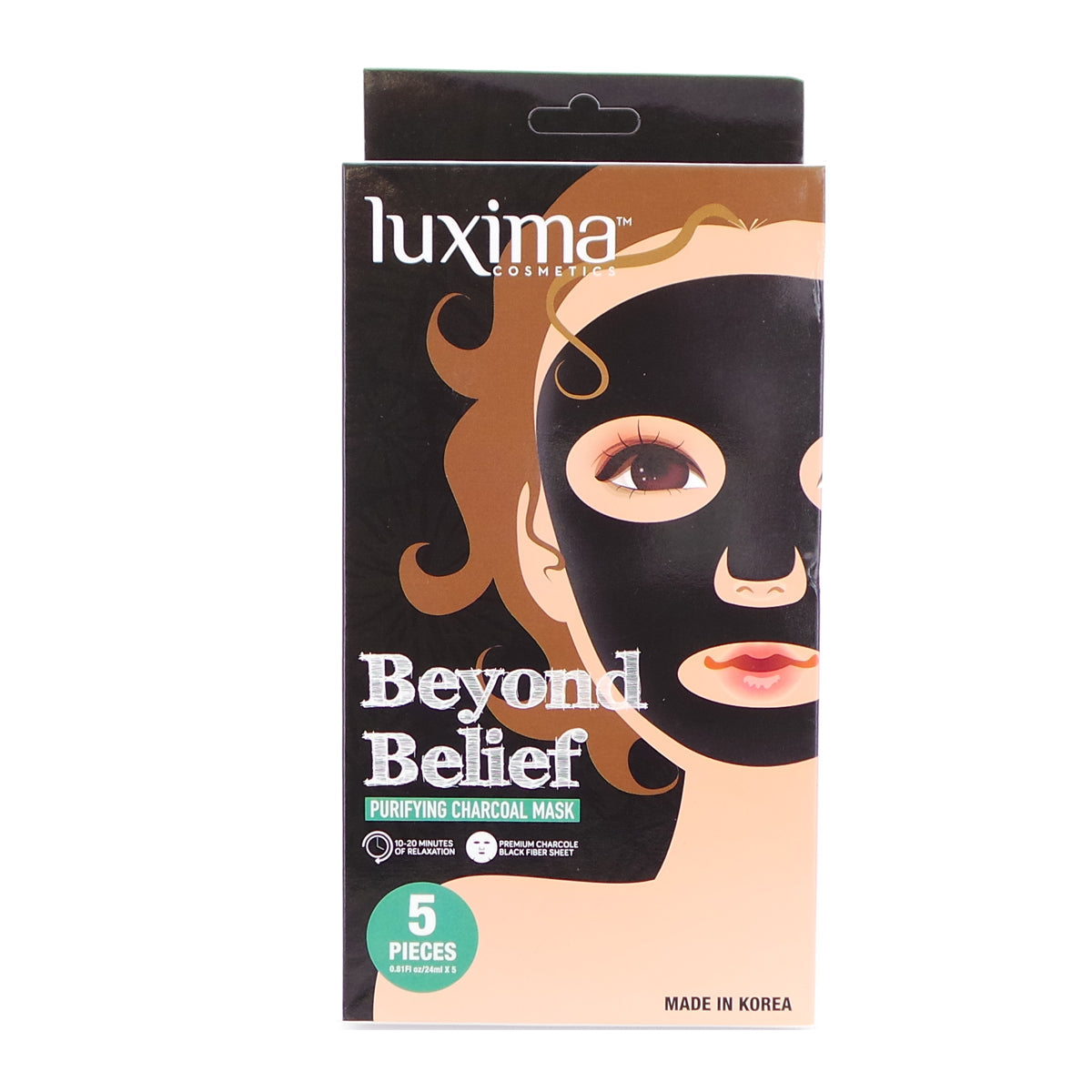LUXIMA Beyond Belief Purifying Charcoal Mask, Pack of 5 .81 fl oz / 24 ml