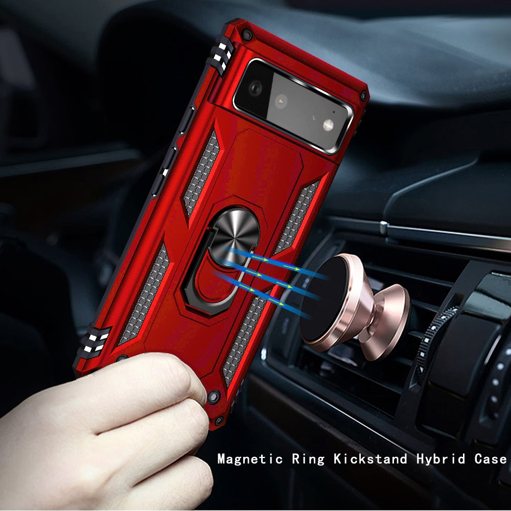 For Samsung Galaxy A06 Hybrid Durable 360 Degree Rotatable Ring Stand Holder Kickstand Fit Magnetic Car Mount Case Cover