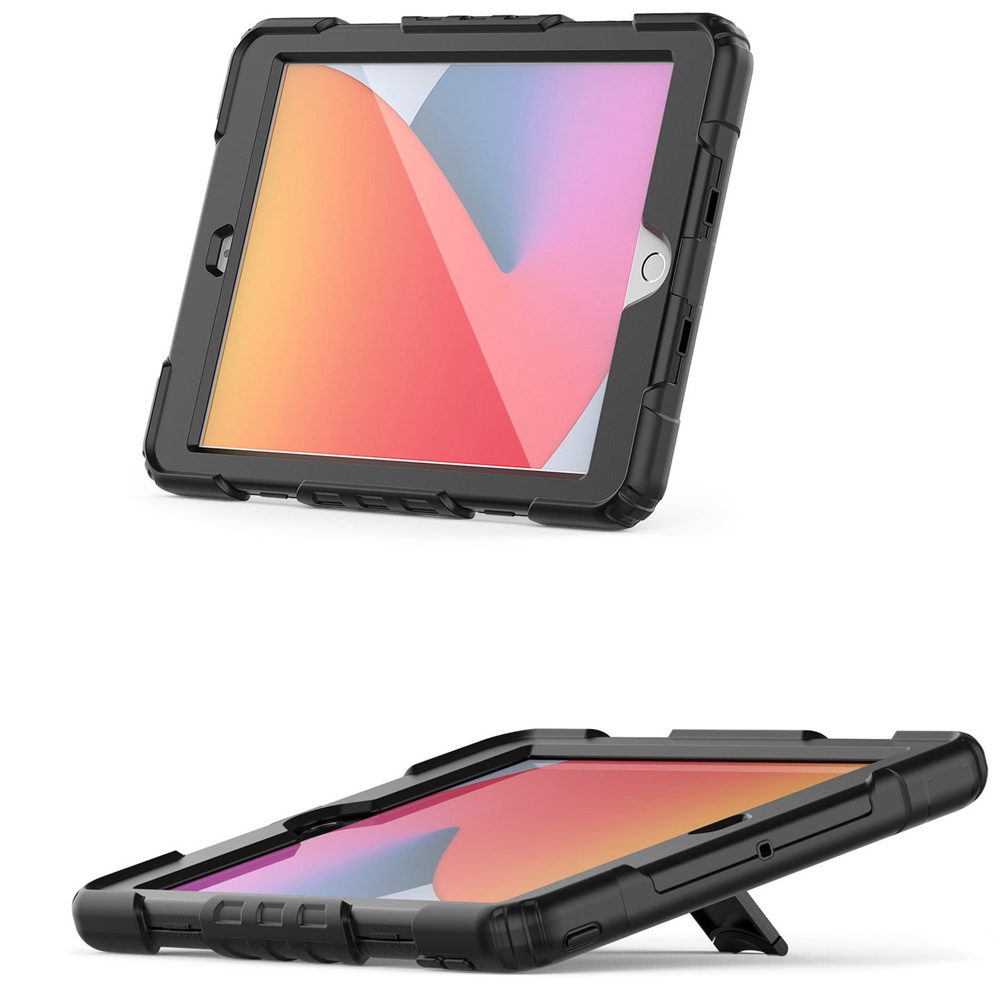 For Heavy Duty Hybrid Full Body 2in1 Rugged Shockproof Drop Protective Tablet with Slide Kickstand Black Tablet Case Cover