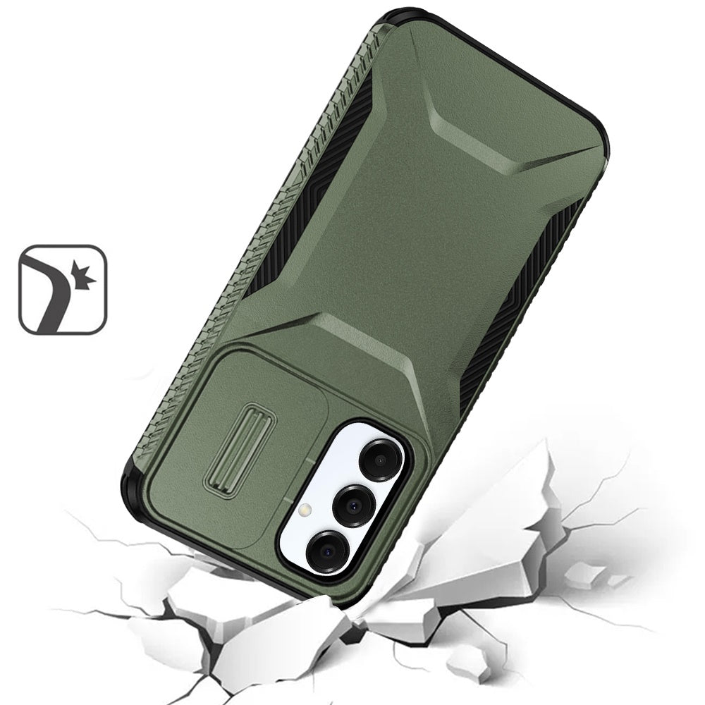 For Samsung Galaxy A16 5G Slim Fit Shockproof Hybrid with Slide Camera Window Covering, Rugged Tpu Silicone Hard PC Bumper Case Cover