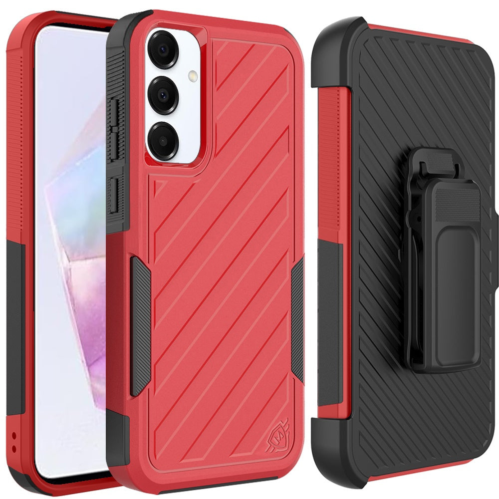 For Samsung Galaxy A26 Premium Tough Hybrid Case with Belt Clip Holster, Shockproof Rugged Design, Textured 2in1 Non-Slip Case Cover