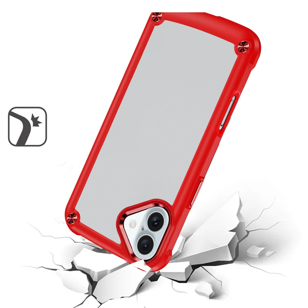 For Samsung Galaxy A16 5G Hybrid Transparent Rubber with Metal Buttons & Camera Edges Hard TPU Corner Bumper Case Cover