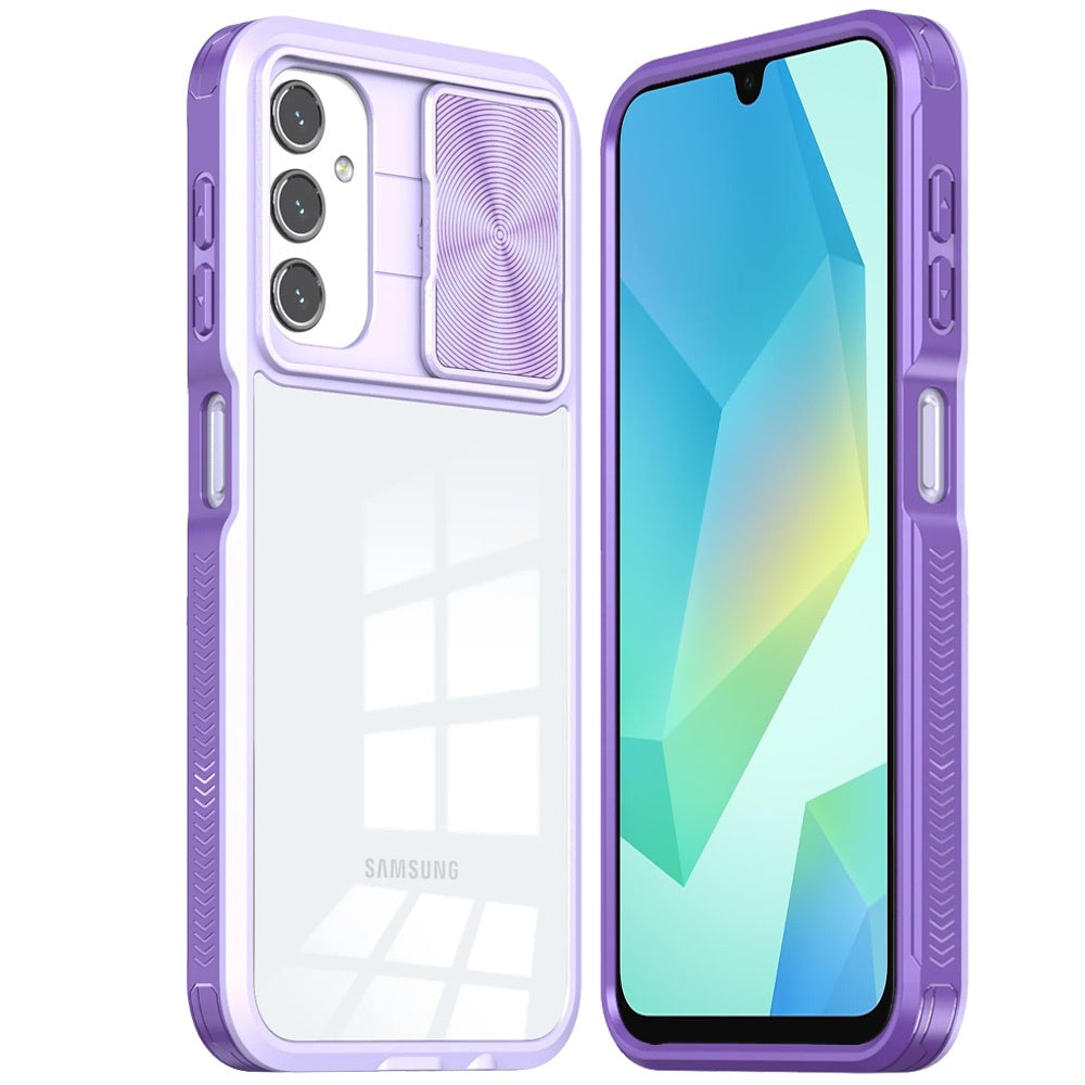 For Samsung Galaxy A16 5G Hybrid Cases with Sliding Camera Cover Transparent Shockproof Bumper TPU Protective Case Cover