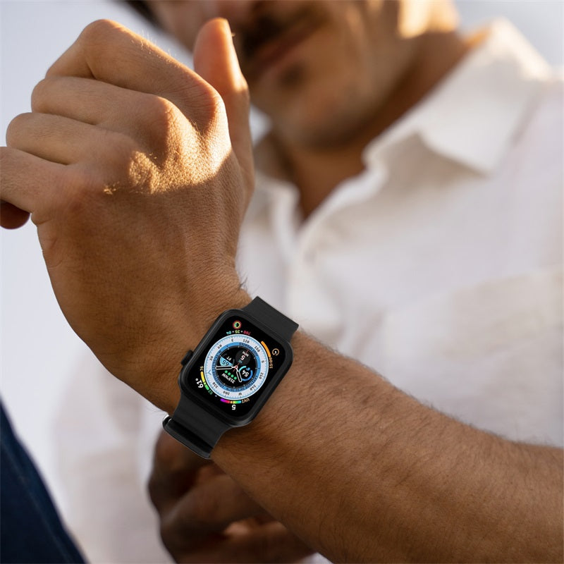 echelon ComfyFit Silicone Strap for Apple Watch Series 9 45mm/Watch Series 10 46mm / Watch SE (2022) 44mm - Black, Apple Watch Accessories