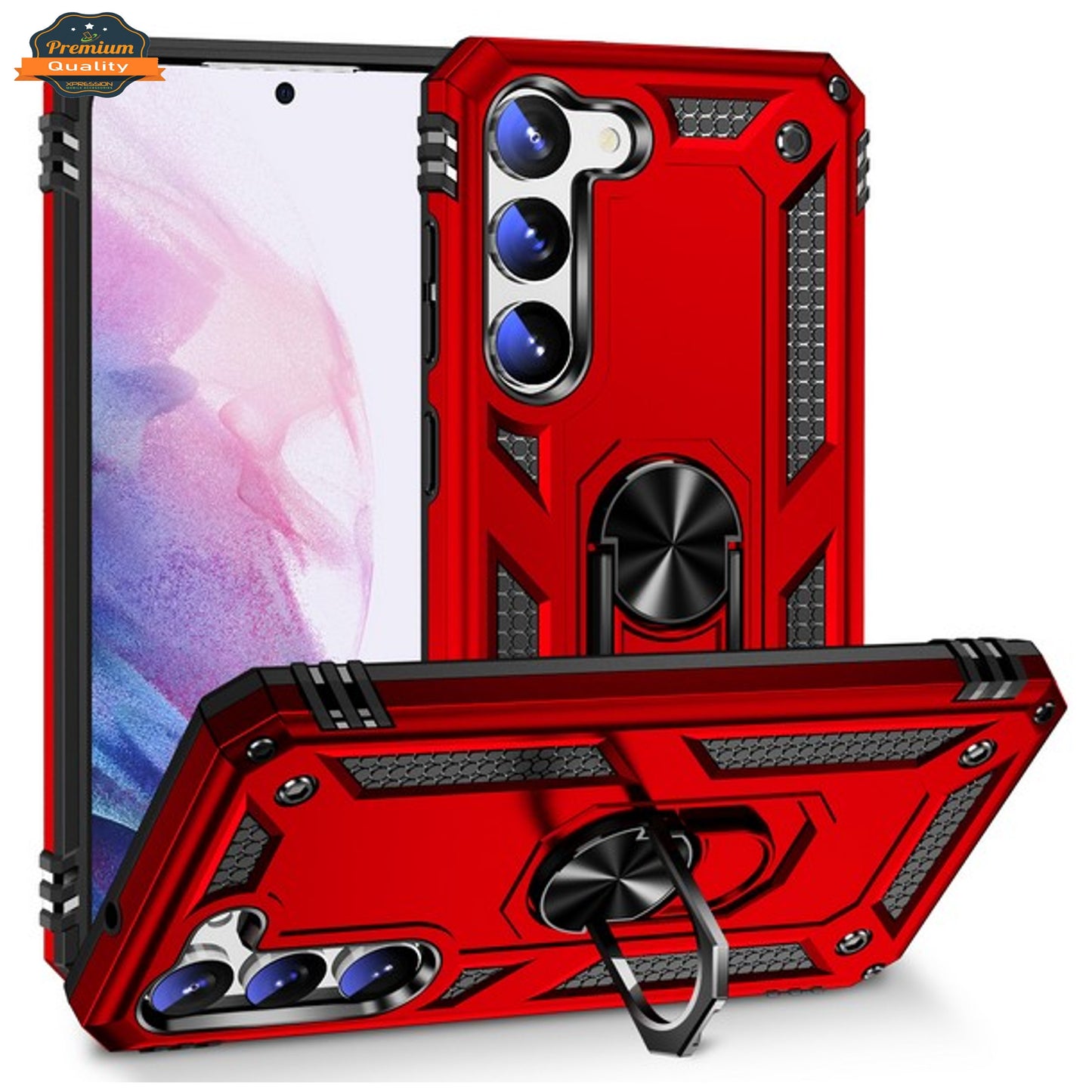 For Gabb Phone 4 Pro Shockproof Hybrid Dual Layer PC + TPU with Metal Ring Kickstand Heavy Duty Armor Shell Case Cover