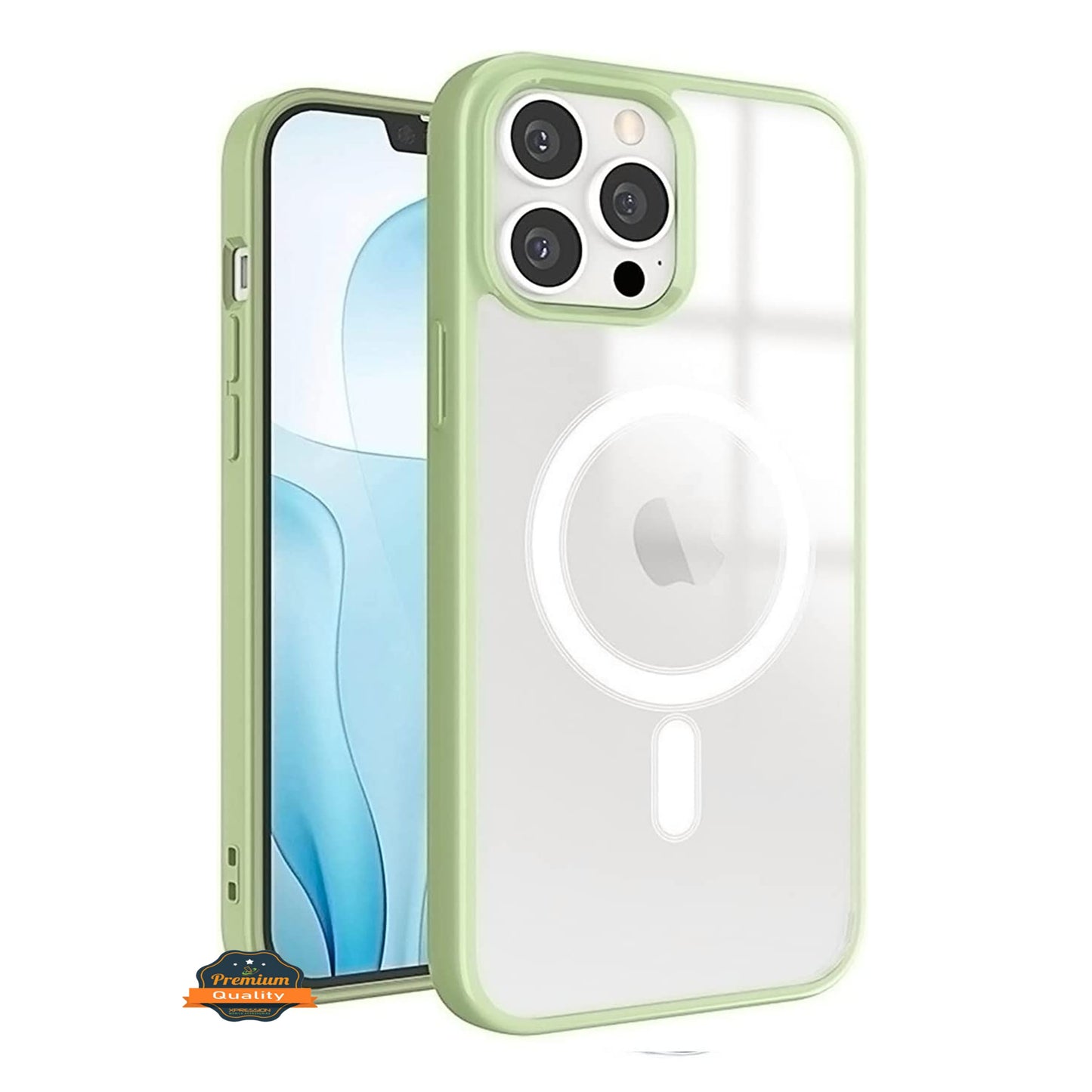 For Apple iPhone 15 Pro (6.1") Hybrid Clear Transparent Colors Edge Bumper with Magsafe Compatible, Slim Hard PC Phone Case Cover