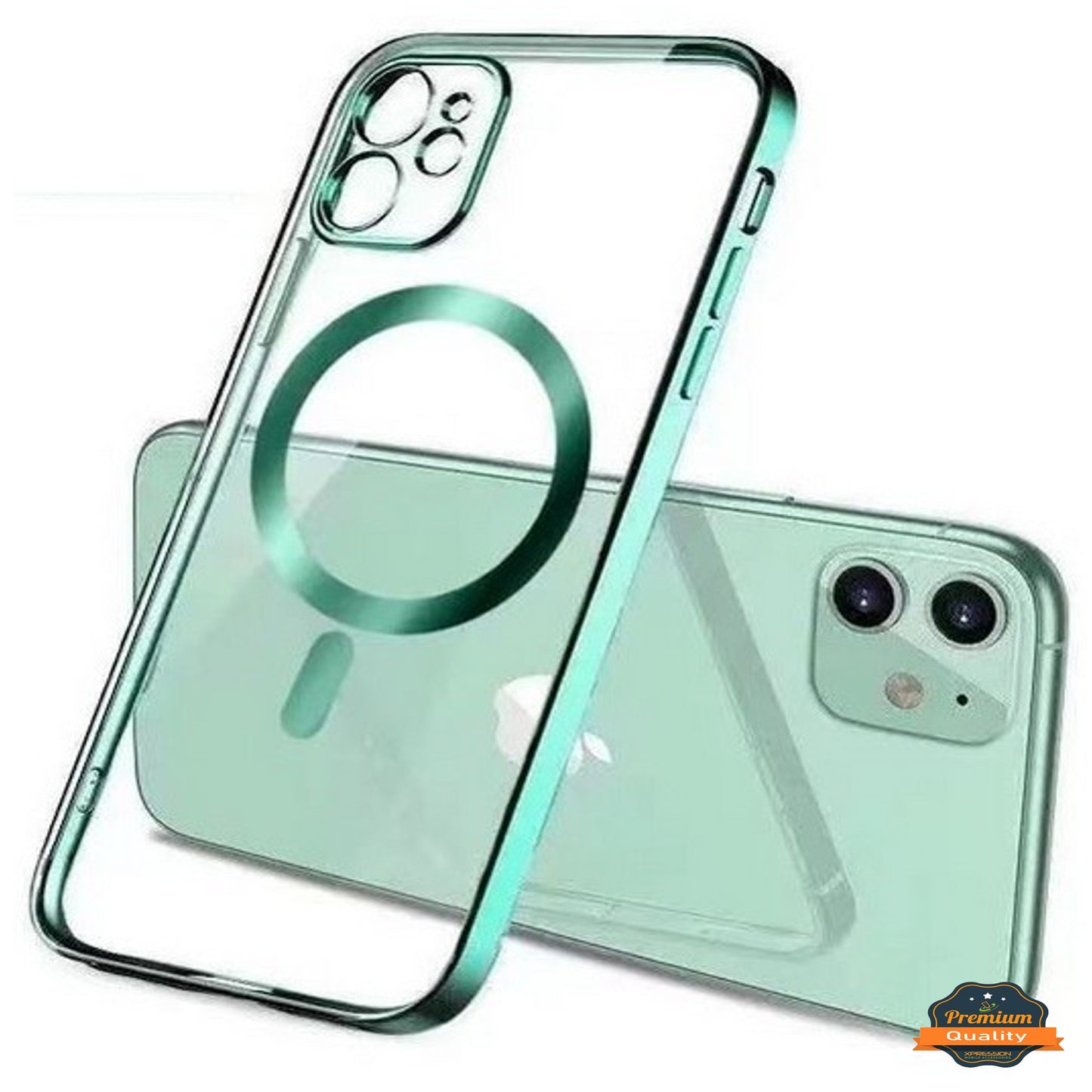 For Apple iPhone 15 Pro (6.1") Hybrid Clear with Plating Chrome Frame & Camera Protection Compatible with Magsafe Phone Case Cover
