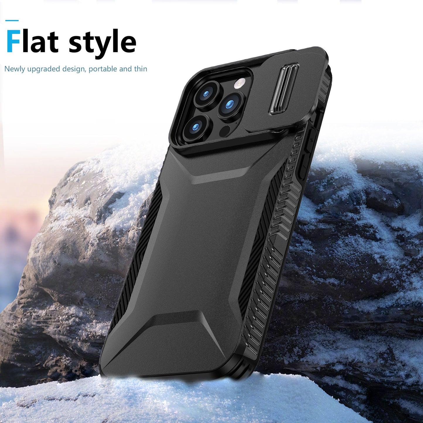 For Samsung Galaxy A16 5G Slim Fit Shockproof Hybrid with Slide Camera Window Covering, Rugged Tpu Silicone Hard PC Bumper Case Cover Black