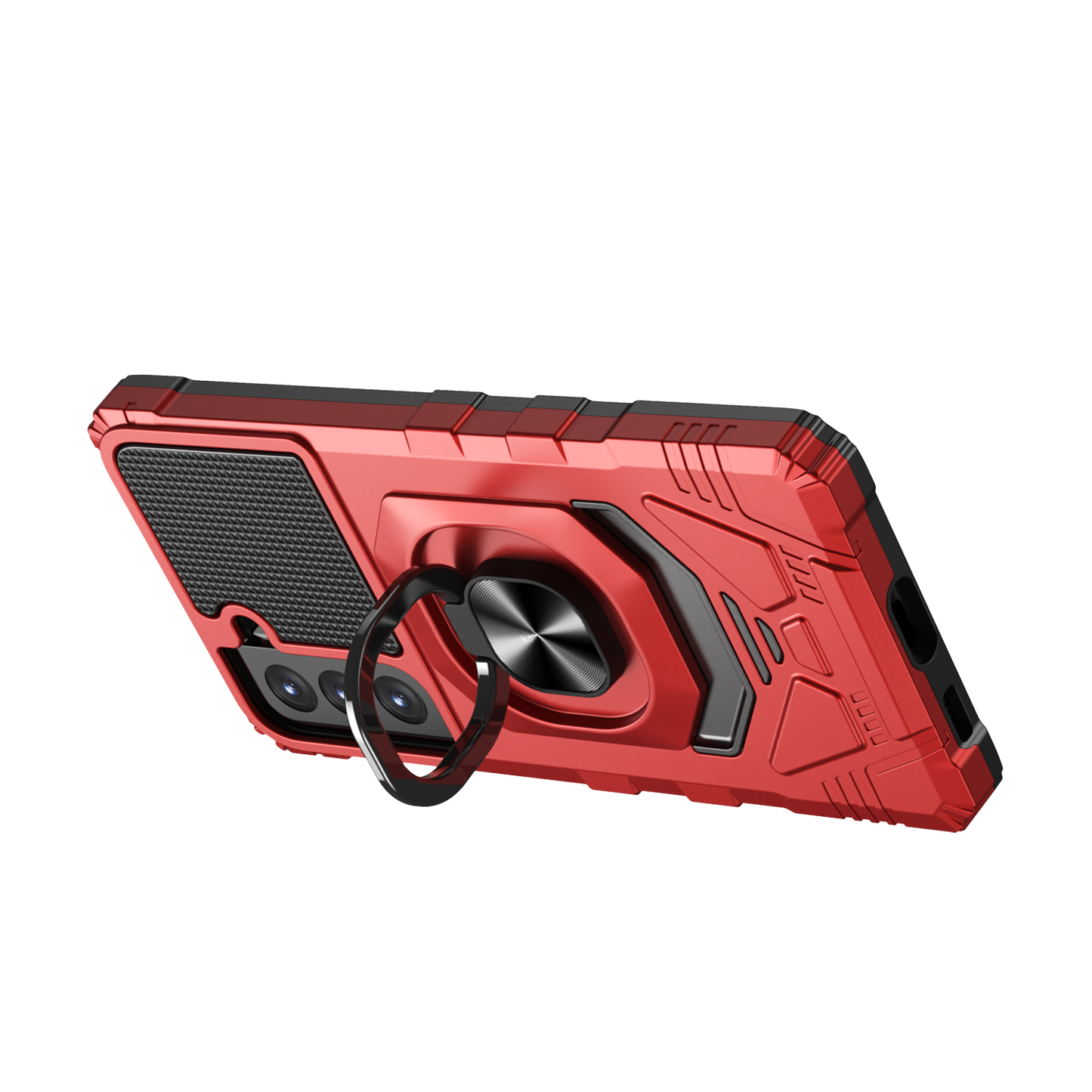 For Hybrid Dual Layer with 360° Rotate Magnetic Ring Stand Holder Kickstand TPU Rugged PC Shockproof Red Tablet Case Cover