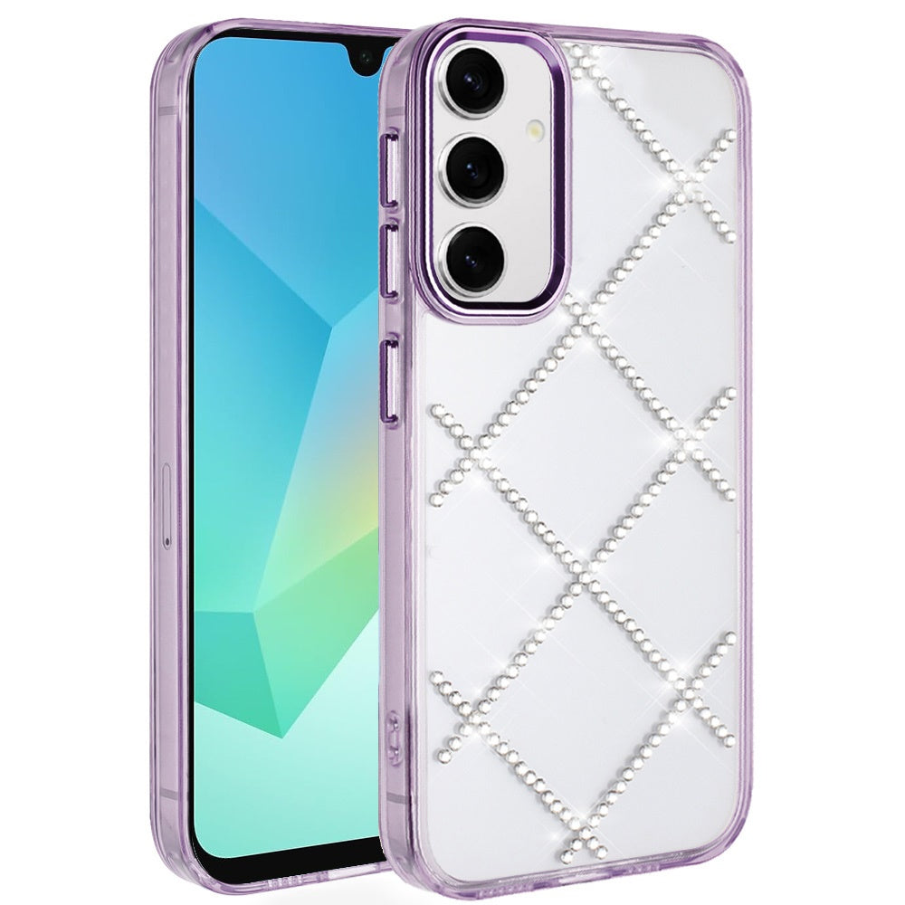 For Samsung Galaxy A16 5G Gem Glitter Diamond Bling Clear Hybrid TPU Cover, Colorful Shockproof Protective Back, Slim Fit for Women Girls Case Cover