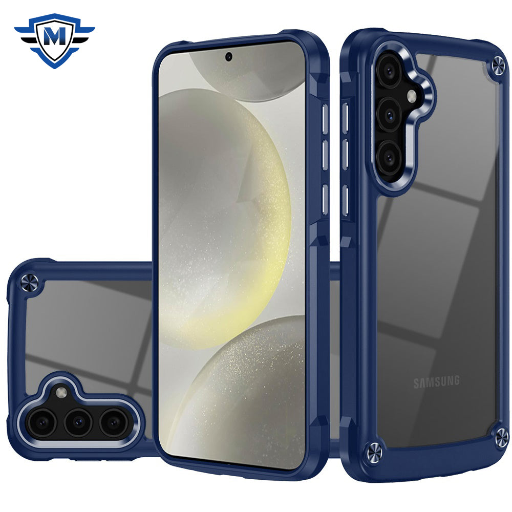 For Samsung Galaxy S25+ /S25 Plus /S24+ Plus Premium Hybrid Transparent Rubber with Metal Buttons & Camera Edges, Hard TPU Frame Corner Bumper Case Cover