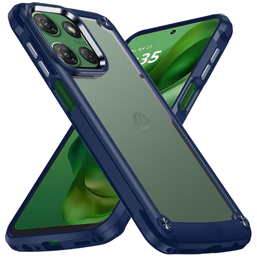 Hybrid Transparent Rubber with Metal Buttons & Camera Edges Hard TPU Corner Frame Bumper
