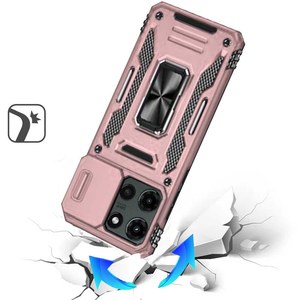For Motorola Moto G Stylus 5G 2025 Tough Hybrid Case with Movable Camera Window & Metal Ring Stand Shockproof Case Cover