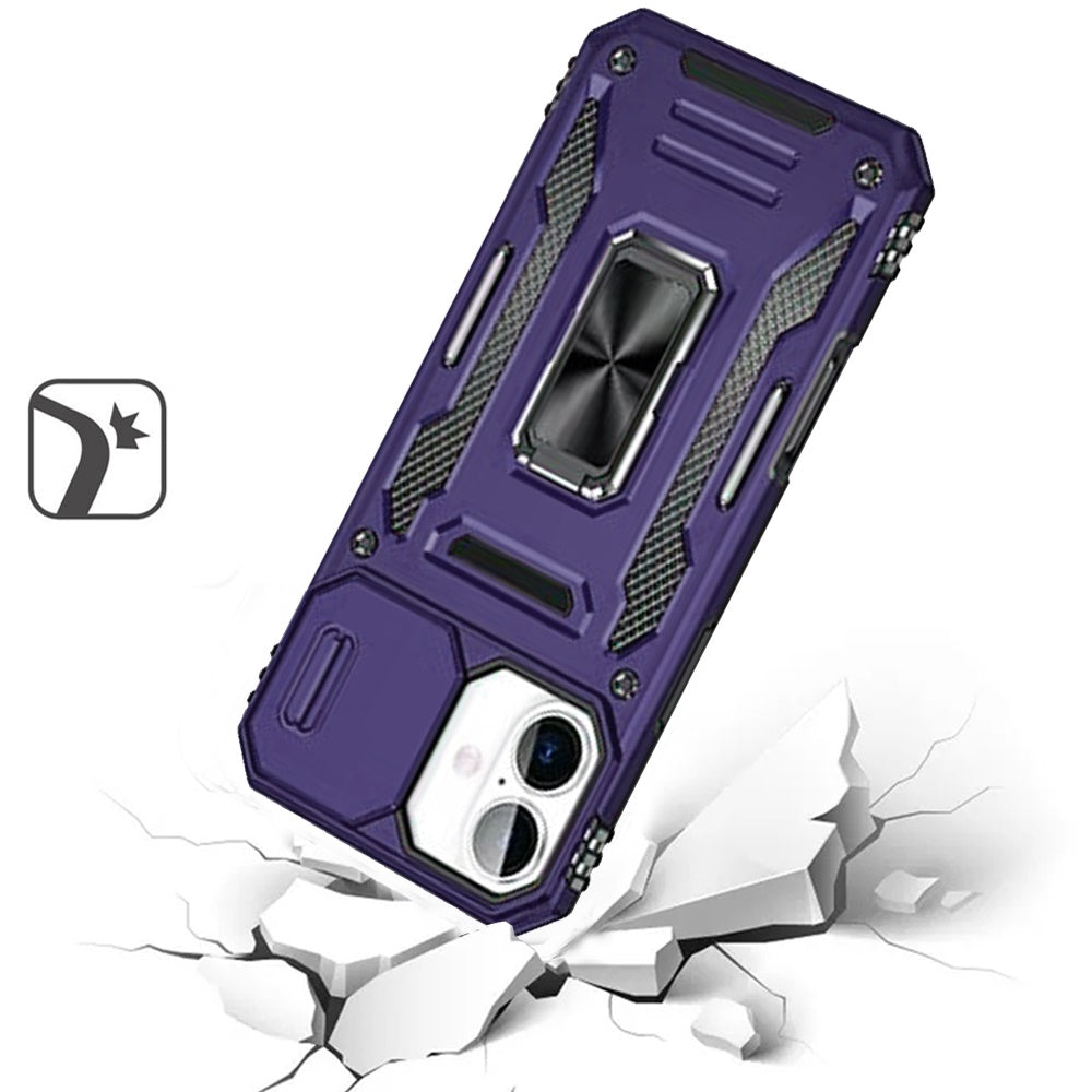 For Samsung Galaxy A06 Hybrid Case with Rotation Ring Stand Shockproof & Slide Camera Window TPU Armor Drop-proof Case Cover