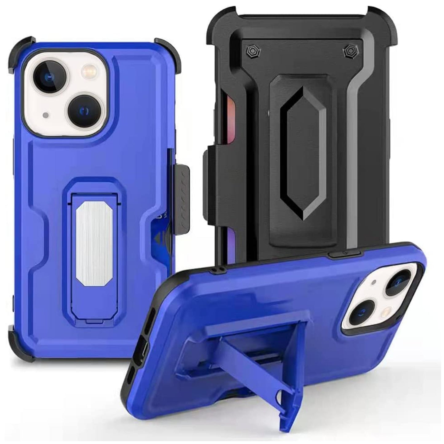 For Motorola Moto G Stylus 5G 2025 Hybrid Wallet Case with Invisible ID Card Slot, Kickstand, Holster Belt Clip, Heavy-Duty Protection Case Cover Blue