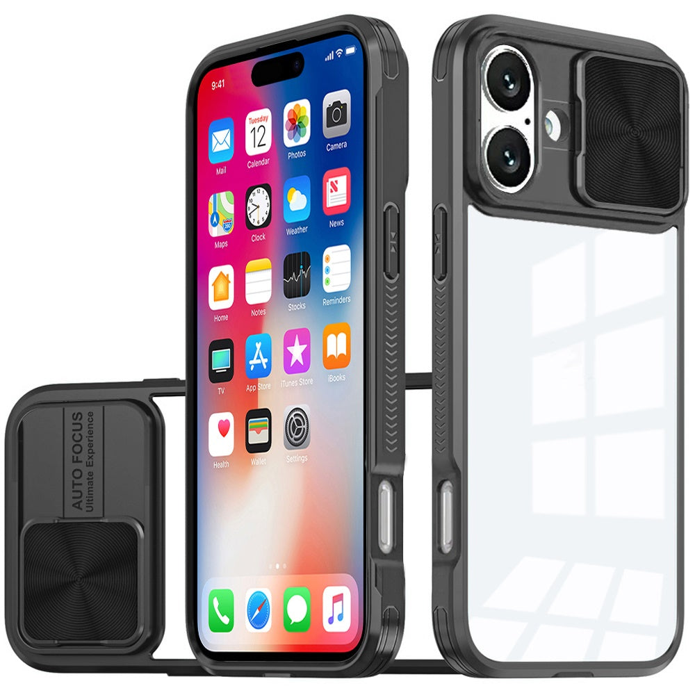 For Samsung Galaxy A16 5G Hybrid Cases with Sliding Camera Cover Transparent Shockproof Bumper TPU Protective Case Cover