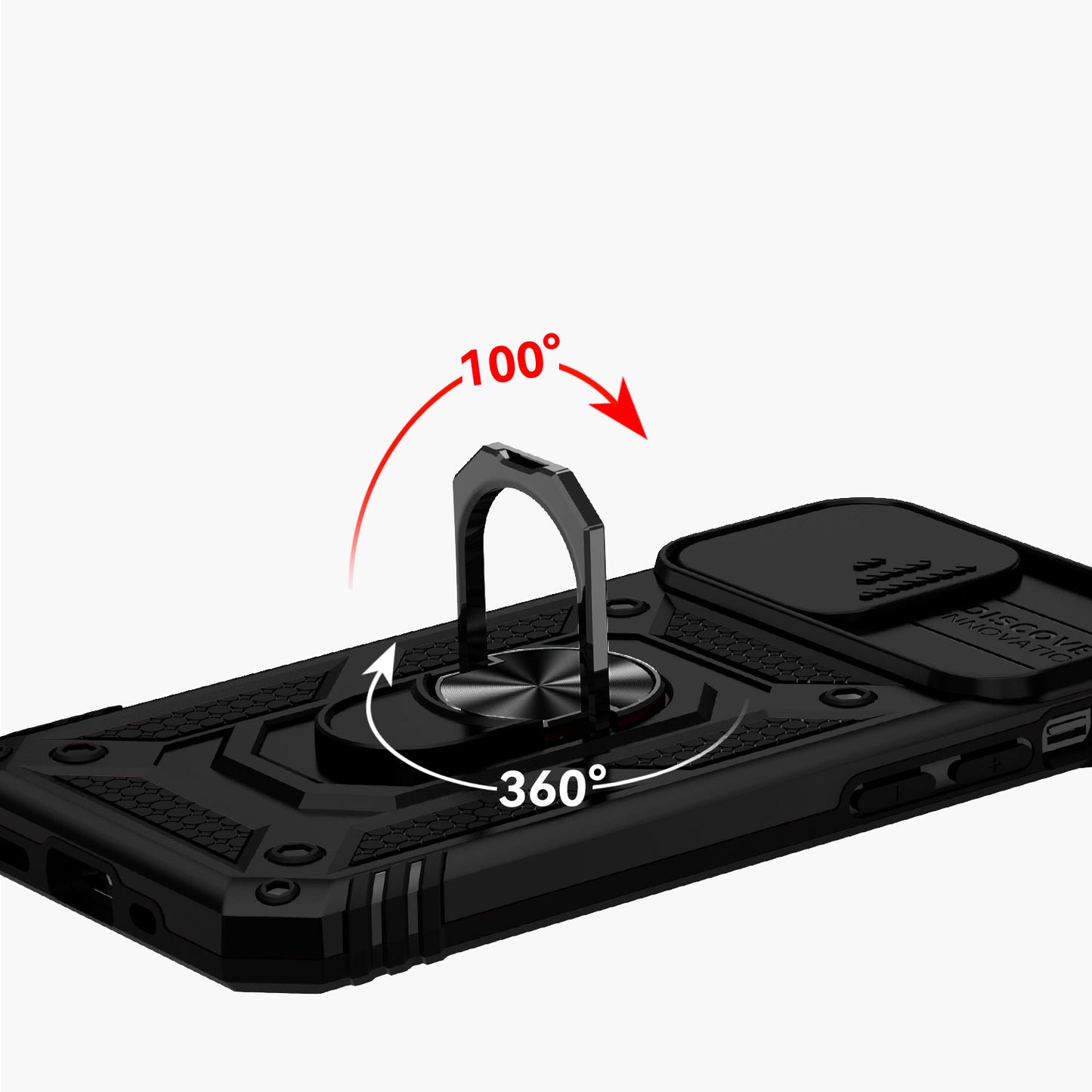 For Samsung Galaxy A06 Hybrid Shockproof Edge Bumper with Stand, Camera Lens Protection & 360° Rotate Ring Kickstand Case Cover
