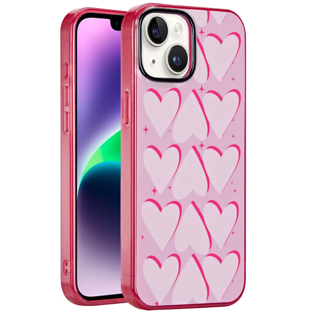 For Apple iPhone 15 Fashion Layer Design Slim IMD TPU Protective, Shockproof Hybrid Stylish Durable Hard PC Case Cover